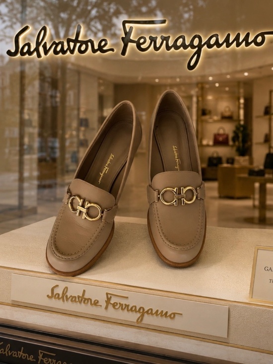 Salvatore Ferragamo Shoes - Salvatore Ferragamo Rollo 55 Loafers – Adobe Stone Calf Leather – Size 8